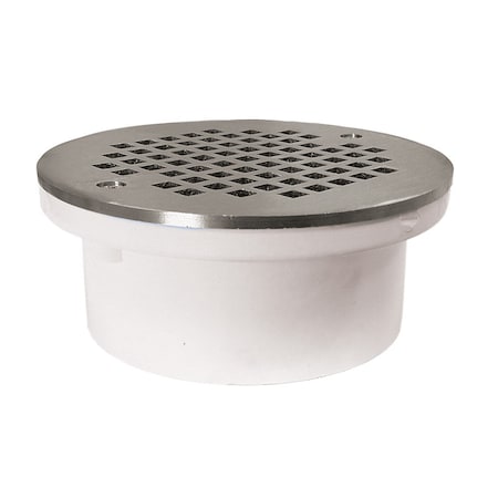 Jones Stephens 4in. General Purpose PVC Drain with 6in. Stainless Steel Round Strainer D54104